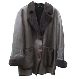 Autre Marque Cappotto di pelle di pecora Marrone scuro