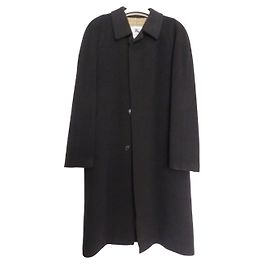 Burberry Men Wool Coat Dark Brown Dark brown