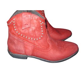 Autre Marque Crime Ankle Boots Red Leather Red