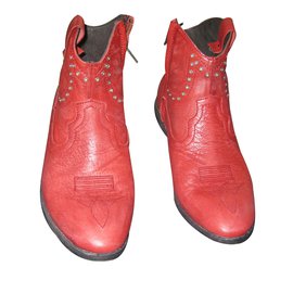 Autre Marque-Crime Ankle Boots-Red