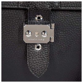 Hermès-Briefcase black leather-Black