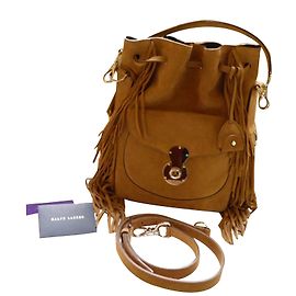 Ralph Lauren Collection Cubo de gamuza con flecos de ricky marrón Caramelo