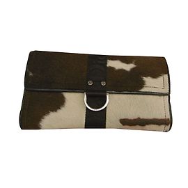 Christian Dior Monedero largo de embrague monedero Beige Estampado de leopardo Marrón oscuro