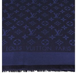 Louis Vuitton-Bufanda clásica del monograma-Azul