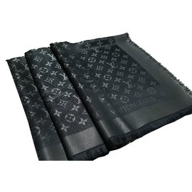 Louis Vuitton-Bufanda clásica del monograma-Negro