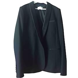 SANDRO PARIS Black Wool Shawl Collar Jacket Black