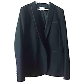 Sandro-SANDRO PARIS Black Wool Shawl Collar Jacket-Black