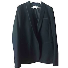 SANDRO PARIS Schwarze Wolljacke mit Schalkragen Schwarz