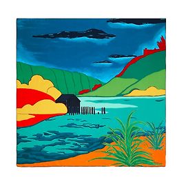 Hermès Paris Silk Carré Au Bout Du Monde de Antoine Carbonne Multicolor
