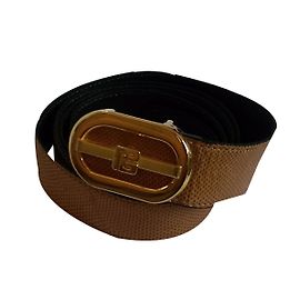 Pierre Balmain Snake Leather Belt Mustard Mustard