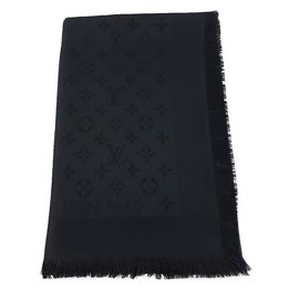Louis Vuitton-Louis Vuitton Shawl Monogram Black-Black