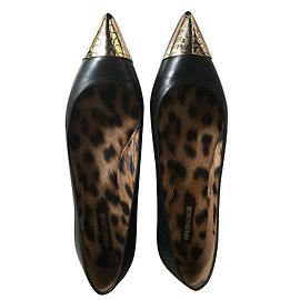 Sapatilhas Roberto Cavalli com ponta dourada Preto
