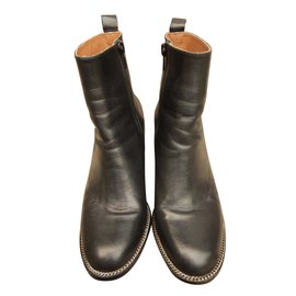 Givenchy Black Leather Ankle Boots 36 Black