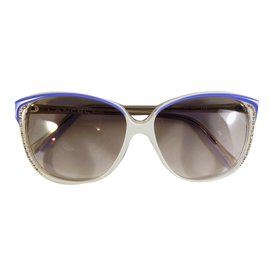 Lancel-Sunglasses-White,Blue