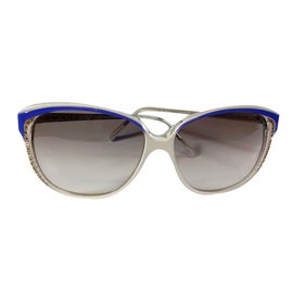 Lancel-Sunglasses-White,Blue