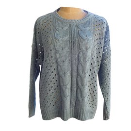 Massimo Dutti Spitzenpullover Blau