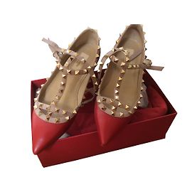 Valentino Ballerine Rockstud Rosso