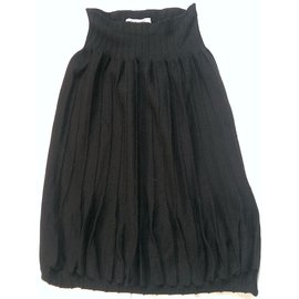 Valentino Black Virgin Wool Bloom Skirt Black