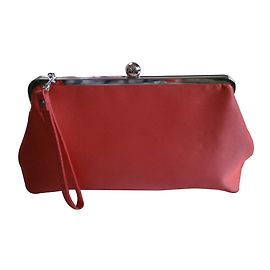 Pochette Rochas RN en satin corail Corail
