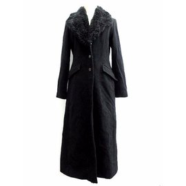 Autre Marque-Todd  Oldham Wool Detachable Fur Long Coat-Black