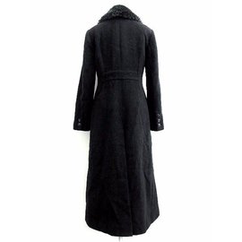 Autre Marque-Abrigo largo de piel desmontable de lana Todd Oldham-Negro