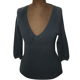 Pull Calvin Klein en coton col en V gris anthracite Gris