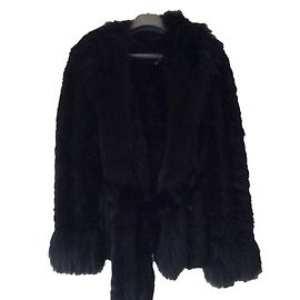 Sonia Rykiel Black Fur Belted Jacket Black