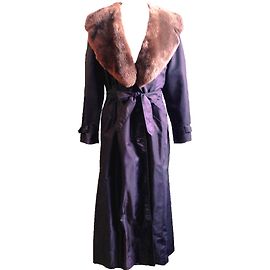 Autre Marque Gabardina COMMA de nylon con cuello de visón marrón negro Castaño Negro