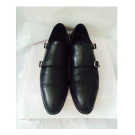 Santoni-Classy Double Monk Santoni Shoes-Black