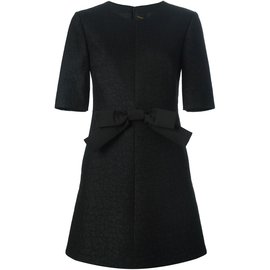 Saint Laurent-Black Bow Shift Cocktail Dress-Black