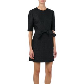 Saint Laurent-Black Bow Shift Cocktail Dress-Black