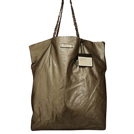 Bolsa tote Lanvin em pele de cordeiro prateada Prata