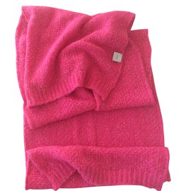 Autre Marque-Très belle écharpe neuve rose en laine  signée 'A la fois'-Rose