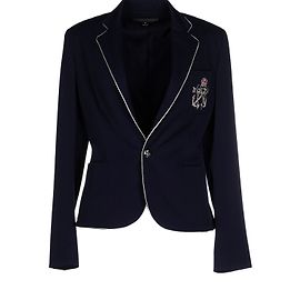 Ralph Lauren Black Label Blazer de jaqueta de crista de rótulo preto Azul marinho