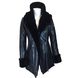 Autre Marque-Isaco leather and fur coat-Black