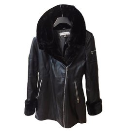Autre Marque-Isaco leather and fur coat-Black