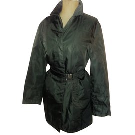 Prada Black Nylon Rain Coat Black