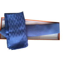 Hermès-Gravata e sua bolsa-Azul