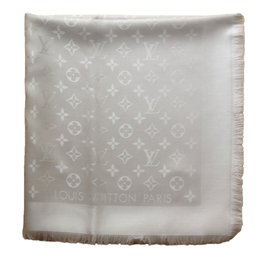 Louis Vuitton-Lenço Clássico Monograma-Bege