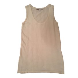 Autre Marque Top de seda e cashmere cor eggshell XS Fora de branco