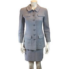 Chanel Skirt Suit Blue Wool Nylon 36FR Blue