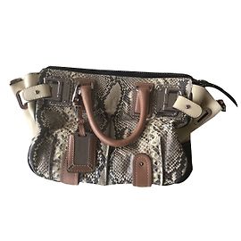 Borsa a mano Barbara Bui in pitone e pelle marrone Marrone