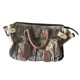 Sac à main Barbara Bui en python et cuir marron Marron