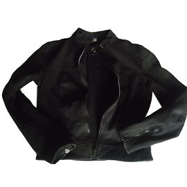 Autre Marque Black Cotton Mao Collar Jacket Black