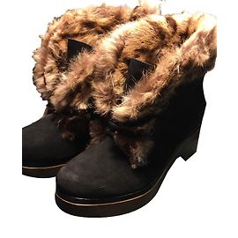 Bottines Robert Clergerie Marron Foncé Nubuck et Daim Marron foncé