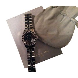 Dior-Relógio de cristal com diamantes 28MILÍMETROS-Prata