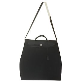 Bolsa Hermès Hairbag Preta de Couro e Lona Preto