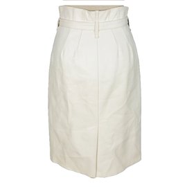 Loewe-Falda de cuero de cordero con cintura alta de Loewe-Blanco