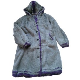 Antik Batik-Abrigo de piel de conejo-Púrpura,Gris antracita