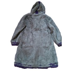 Antik Batik-rabbit fur coat-Purple,Dark grey
